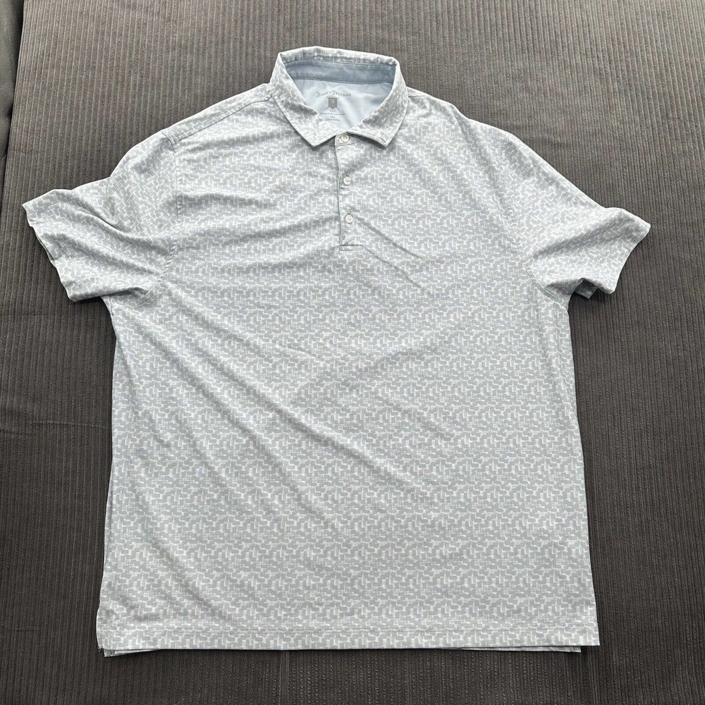 Hickey Freeman Men Polo 2XL XXL‎ Gray Polyester Golf Golfing Outdoors Casual.